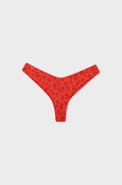 High-Waist Brazilian Bikini Bottom with Jacquard Effect;${refinementColor}