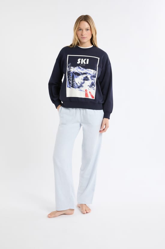 Bluza bawełniana z motywem krajobrazu narciarskiego;${refinementColor}