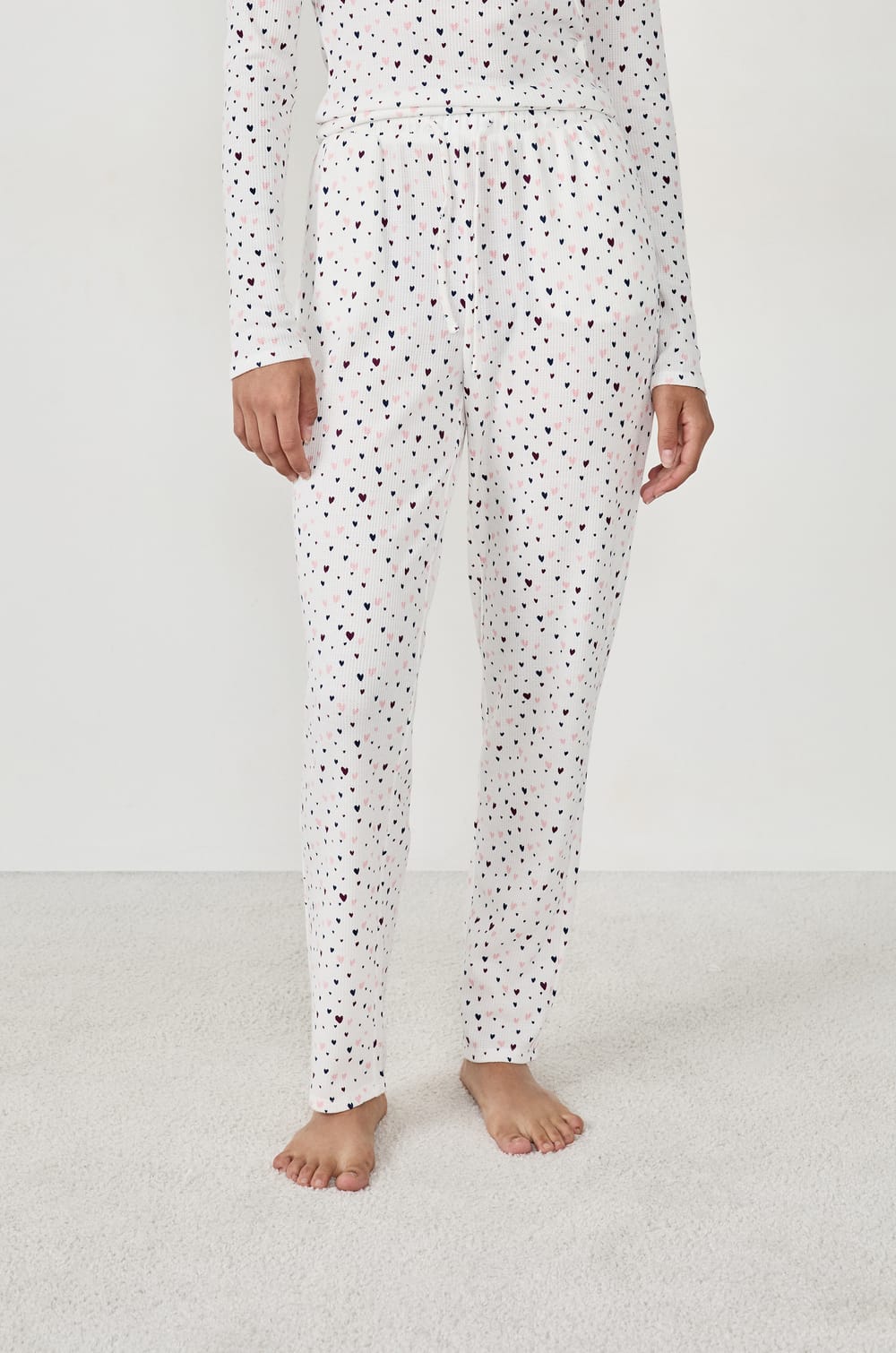 Pantalon de pyjama à imprimé cœurs;${refinementColor}
