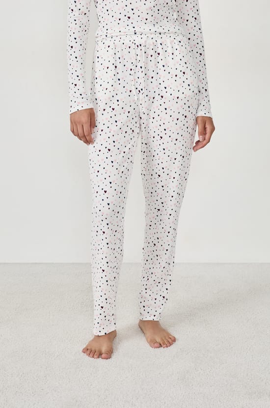 Pantalon de pyjama à imprimé cœurs;${refinementColor}
