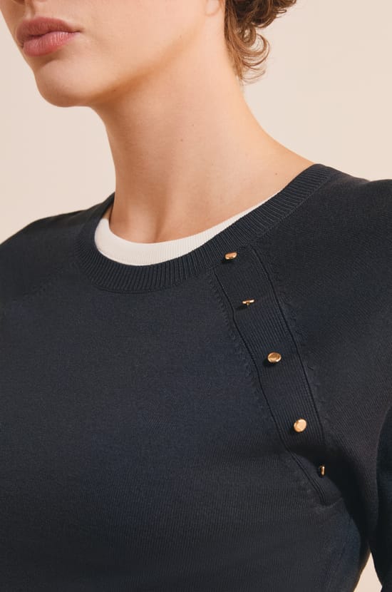 Pull manches mi-longues &agrave; col rond;${refinementColor}