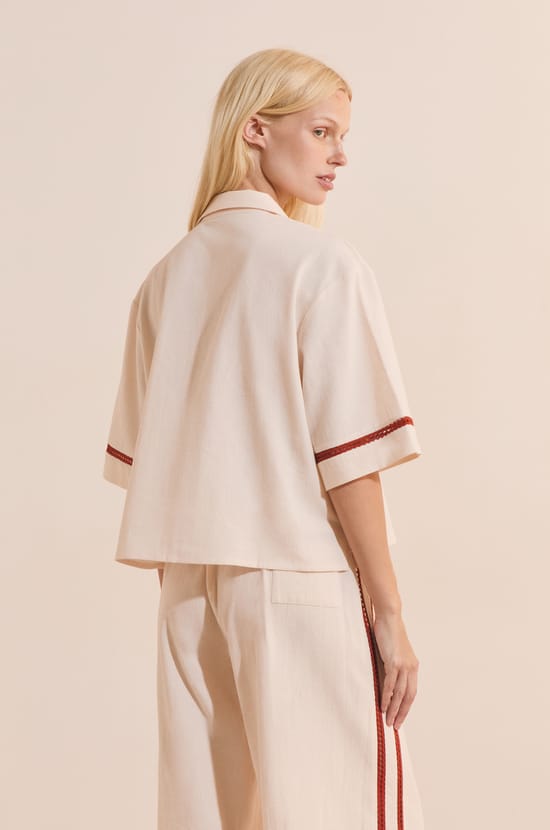 Pyjama T-shirt met korte mouwen en zonprint van katoen;${refinementColor}