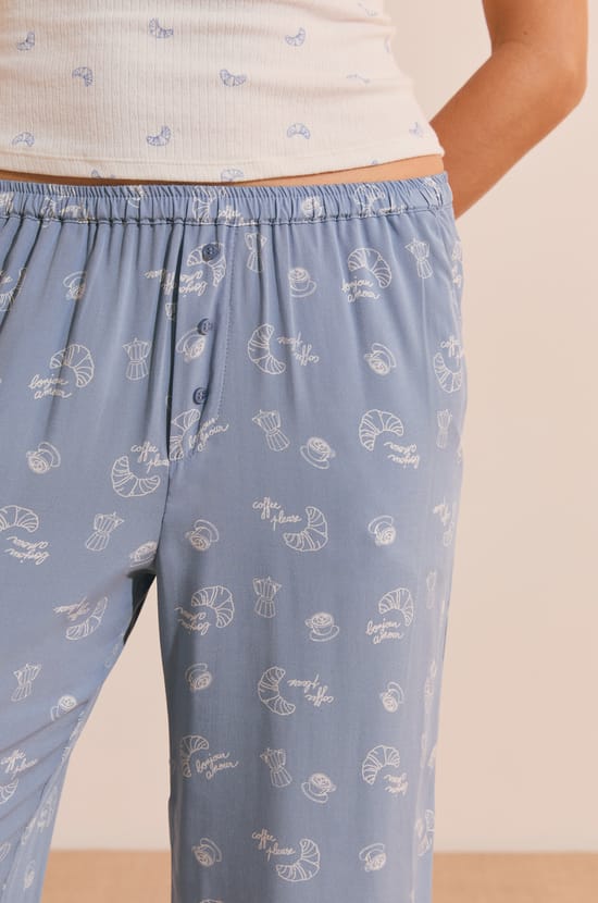 Pyjama Trousers with Croissant Print;${refinementColor}