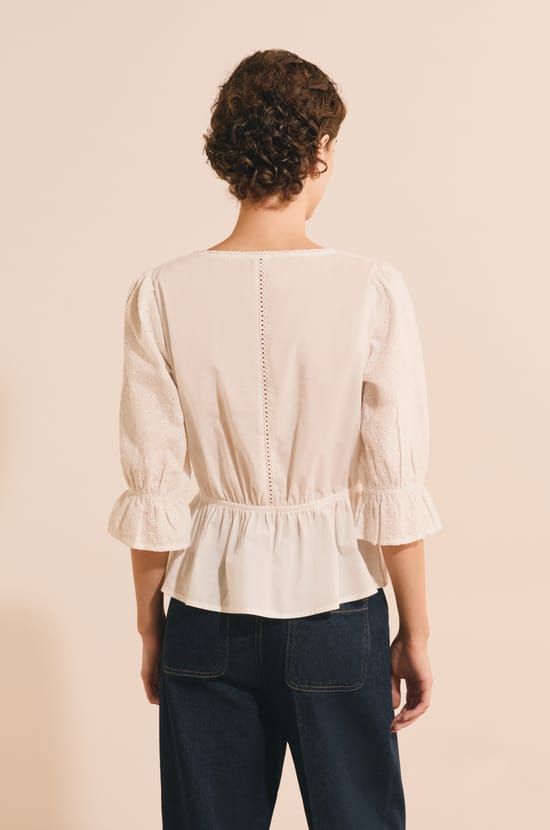 Blouse avec broderie en coton;${refinementColor}
