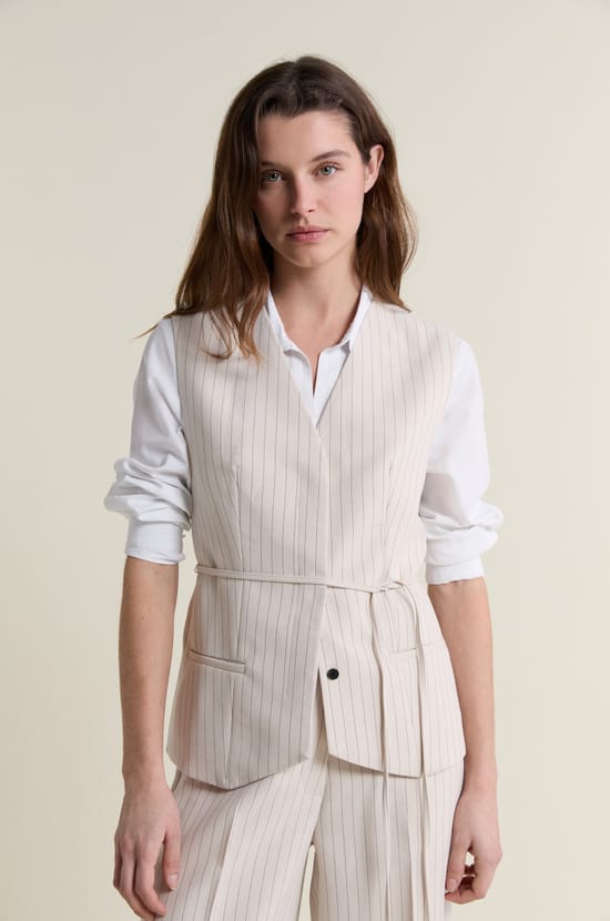 Gilet sans manches &agrave; rayures;${refinementColor}