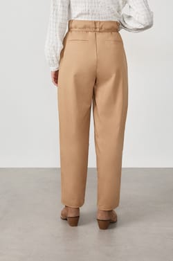 Tie-waist Cotton Trousers;${refinementColor}
