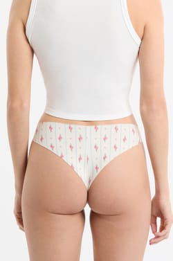 Tanga en microfibre sans couture &agrave; motifs;${refinementColor}