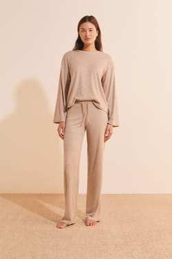 Sweatshirt de pyjama &agrave; rayures;${refinementColor}