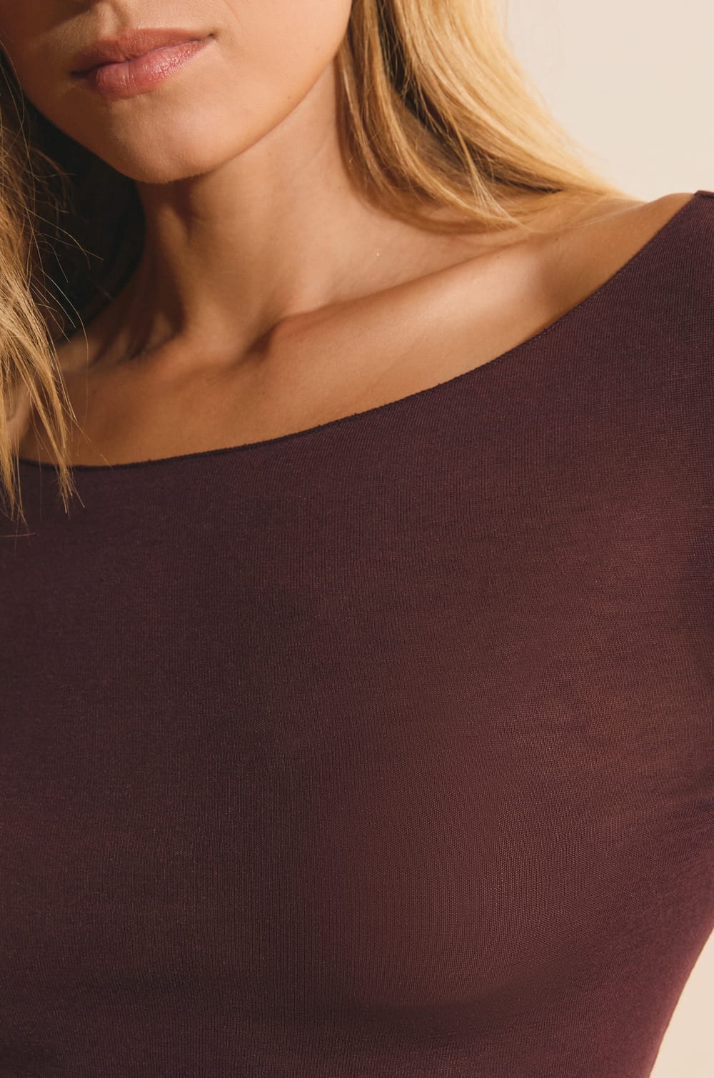 T-shirt thermique col bateau avec cachemire;${refinementColor}