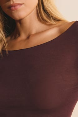 T-shirt thermique col bateau avec cachemire;${refinementColor}