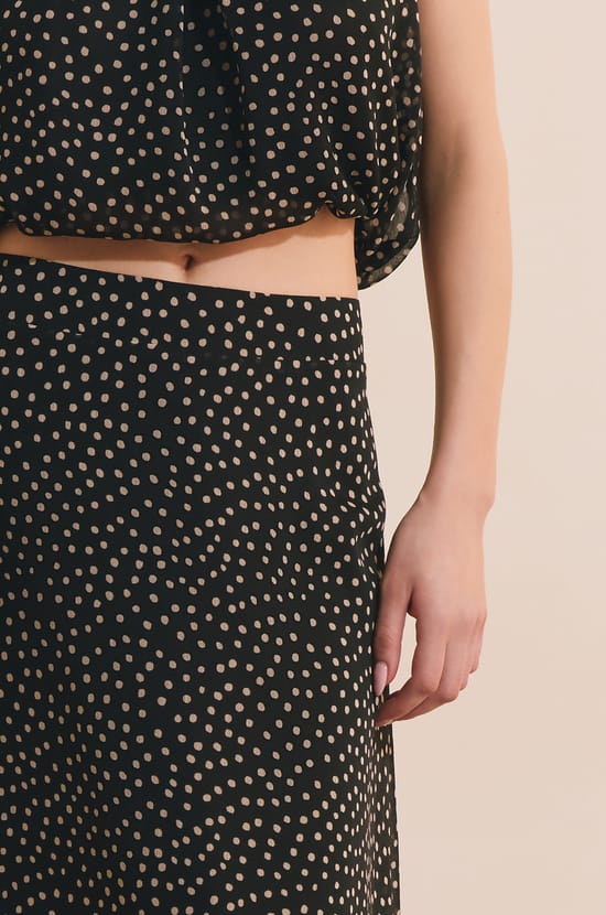 Jupe midi fluide &agrave; motifs;${refinementColor}