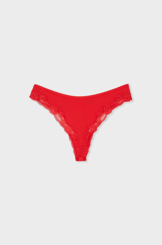 Microfiber Thong With Lace Details;${refinementColor}