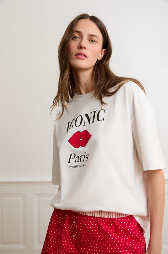 T-shirt de pyjama en coton avec illustration &ldquo;Paris&rdquo;;${refinementColor}