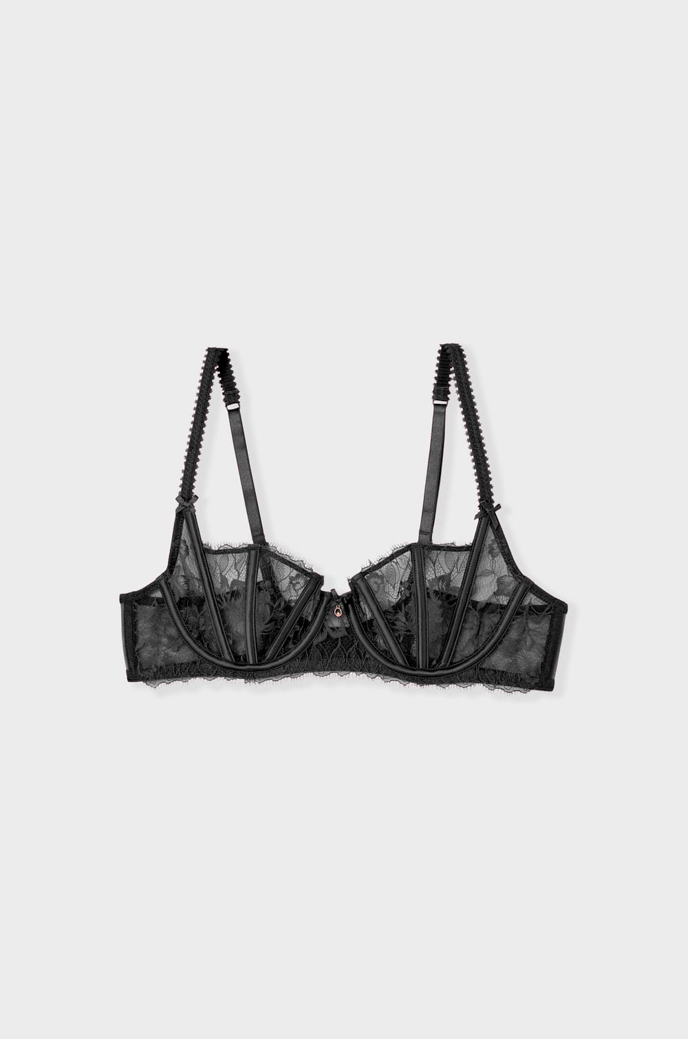 Balconette bra in tulle and satin;${refinementColor}