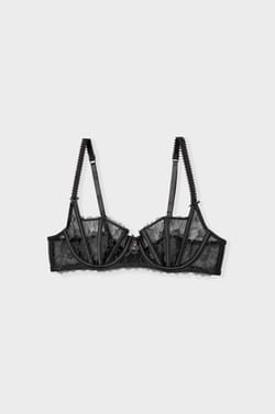 Balconette bra in tulle and satin;${refinementColor}