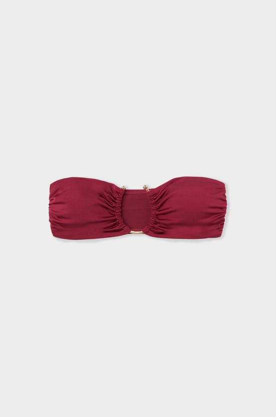 Top de bikini sujetador bandeau con detalle de anilla;${refinementColor}