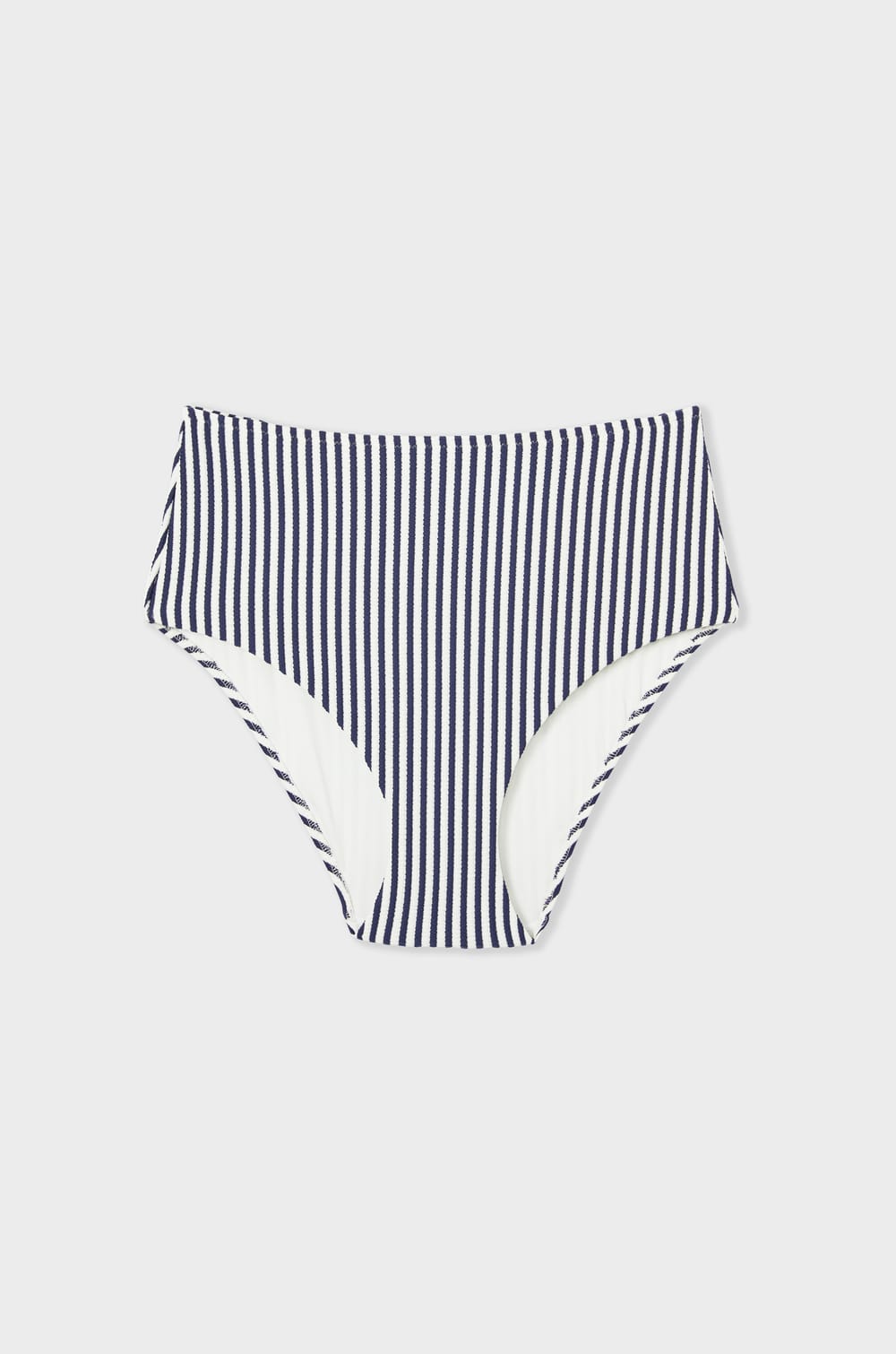 Culotte bikini de bain taille haute à rayures;${refinementColor}