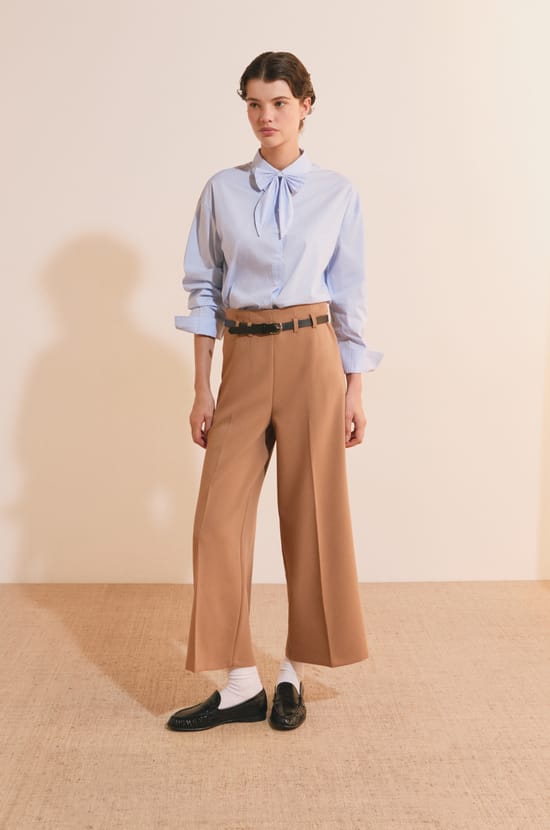 Chemise &agrave; rayures avec coton et noeuds;${refinementColor}