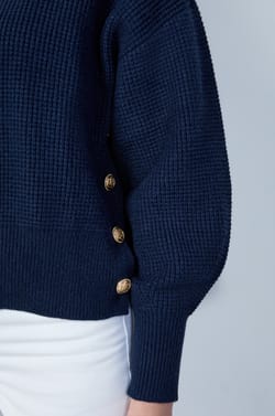 Sweater with Horn-Effect Buttons;${refinementColor}