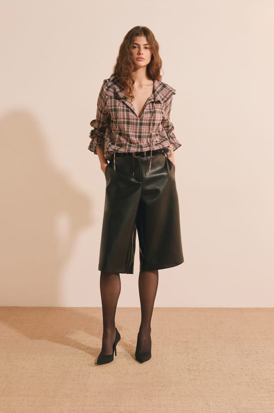 Blouse en coton &agrave; carreaux;${refinementColor}