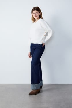 Sweater with Horn-Effect Buttons;${refinementColor}