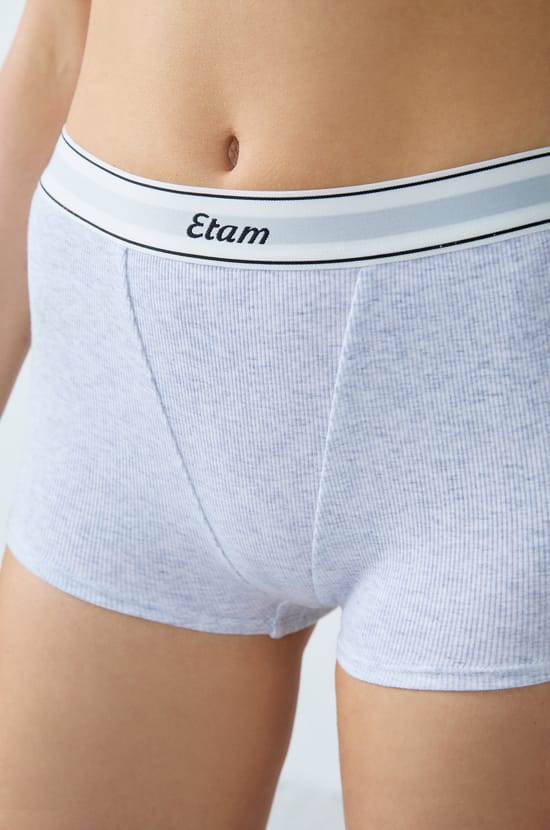 Ribbed cotton boyshort;${refinementColor}