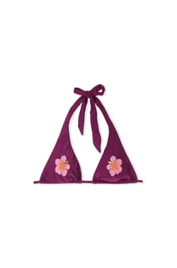 Tie Bikini Top with Floral Motifs;${refinementColor}