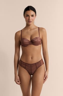Soutien-gorge balconnet coques fines en tulle;${refinementColor}