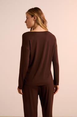Camiseta de pijama de modal de manga larga;${refinementColor}