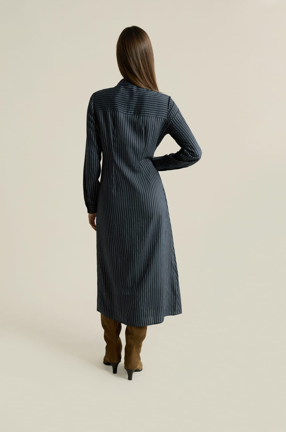 Robe longue &agrave; rayures effet cache-c&oelig;ur;${refinementColor}