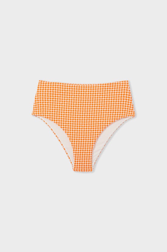 High-waisted bikini brief printed swimsuit bottom;${refinementColor}