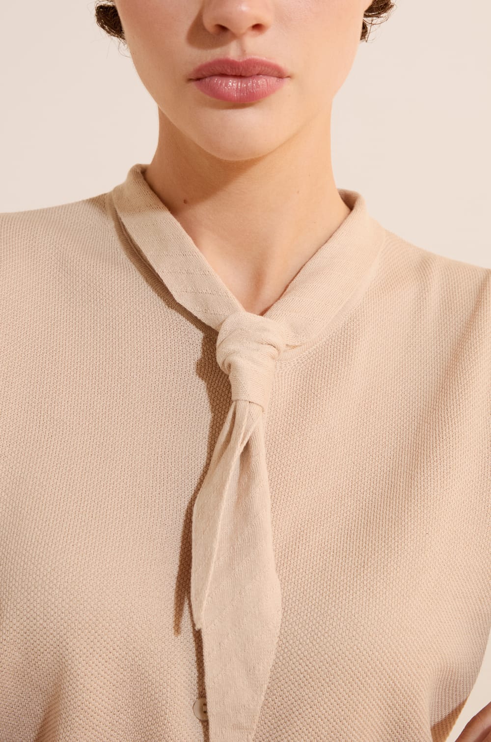 Cardigan avec lien &agrave; nouer en coton;${refinementColor}