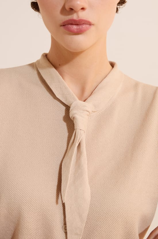 Cardigan avec lien &agrave; nouer en coton;${refinementColor}
