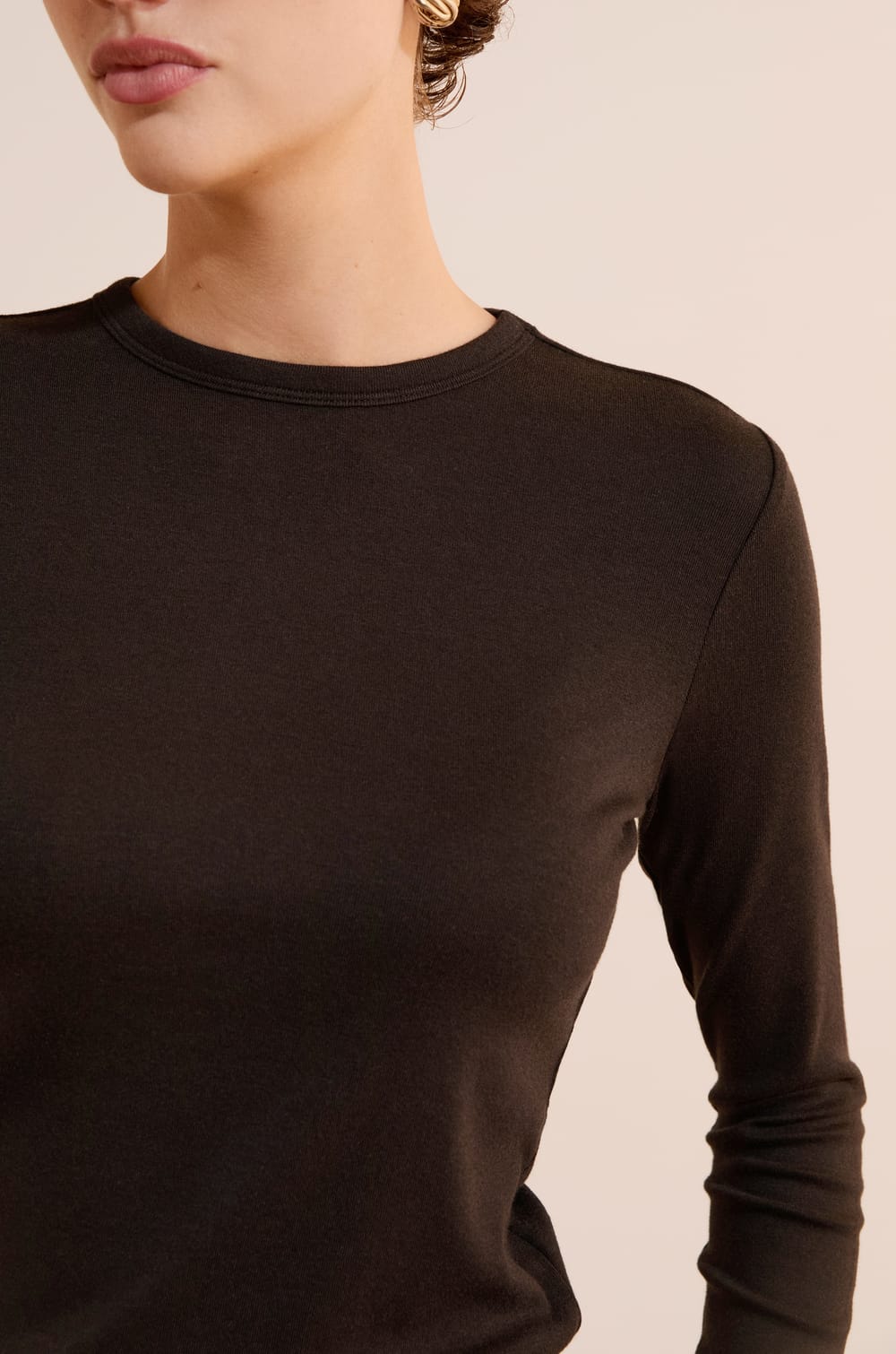 Long-sleeved T-shirt with modal cotton;${refinementColor}