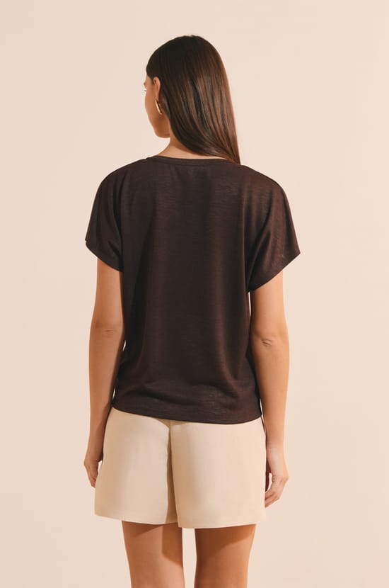 T-shirt manches courtes &agrave; col V;${refinementColor}