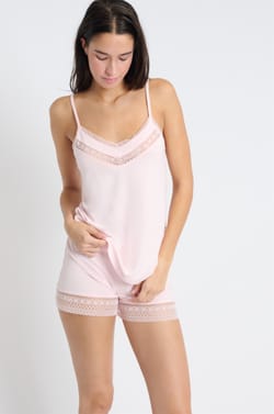 Lace Camisole with Thin Straps;${refinementColor}
