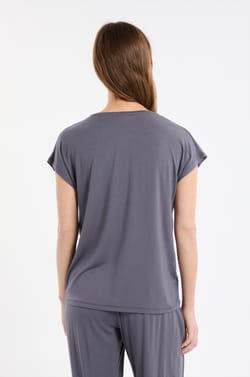 Top de manga corta liso de modal;${refinementColor}