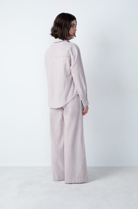 Long-sleeved cotton pyjama shirt;${refinementColor}