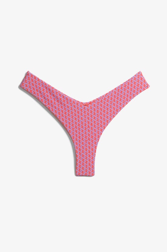 Brazilian High-Leg Bikini Bottom with Pattern;${refinementColor}