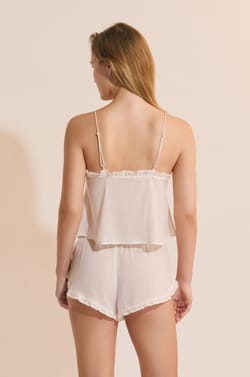 Top de pyjama &agrave; volant brod&eacute;;${refinementColor}