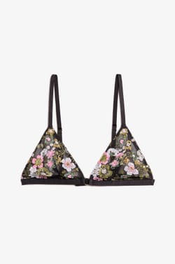 Embroidered Wireless Triangle Bra;${refinementColor}