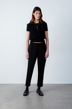 Pantalón corte cigarrillo con lazo;${refinementColor}