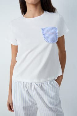 T-shirt manches courtes en coton brodé "Lucky you;${refinementColor}