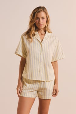 Chemise de pyjama en coton &agrave; rayures;${refinementColor}