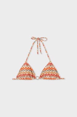 Triangle Bikini Top With Ring Detail;${refinementColor}
