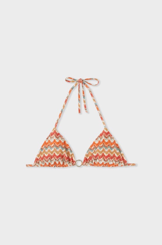 Triangle Bikini Top With Ring Detail;${refinementColor}