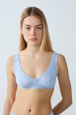 Brassière en coton et dentelle;${refinementColor}