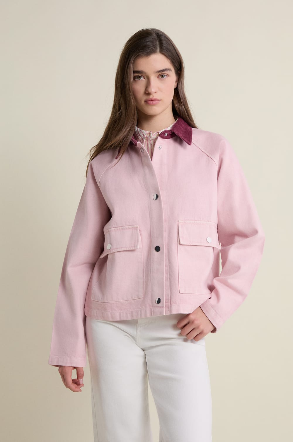 Short Velvet Collar Jacket;${refinementColor}
