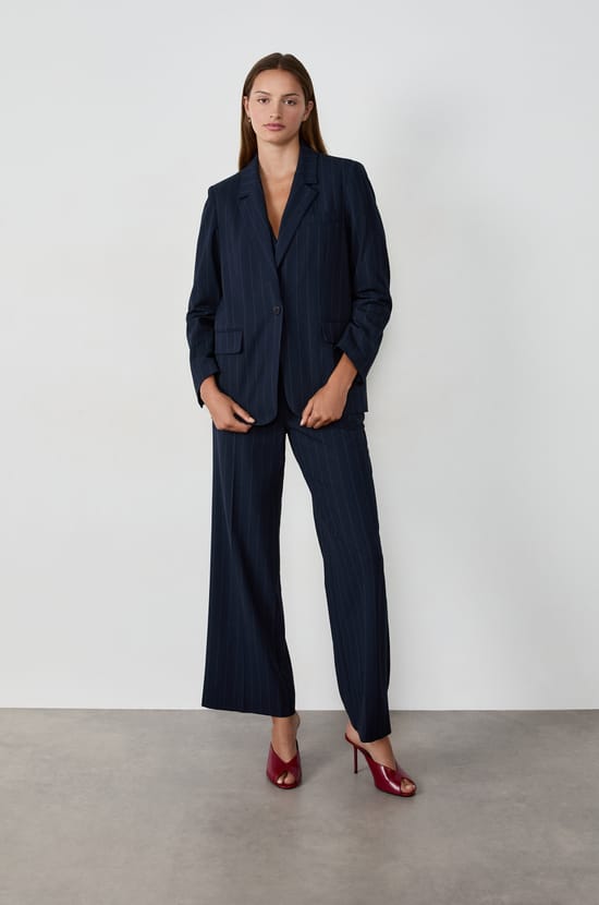 Veste blazer à rayures;${refinementColor}