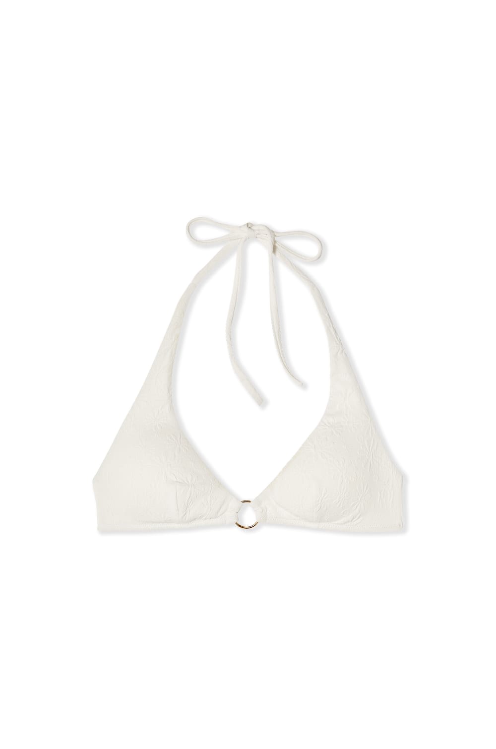 Haut de maillot de bain triangle textur&eacute; avec pads amovibles;${refinementColor}